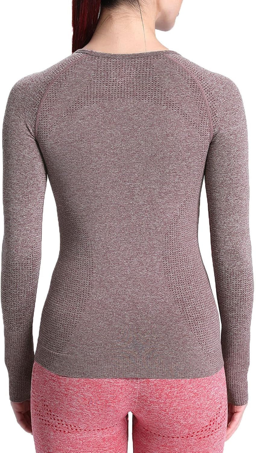 Workout Long Sleeve Shirts for Women Fall Athletic Gym Yoga Running Seamless Tee T-Shirt Tops